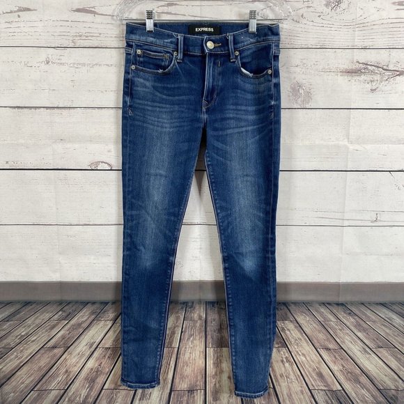 Express Womens jeans size 4 Denim Legging Midrise Inseam 28.5 Stretch Pockets